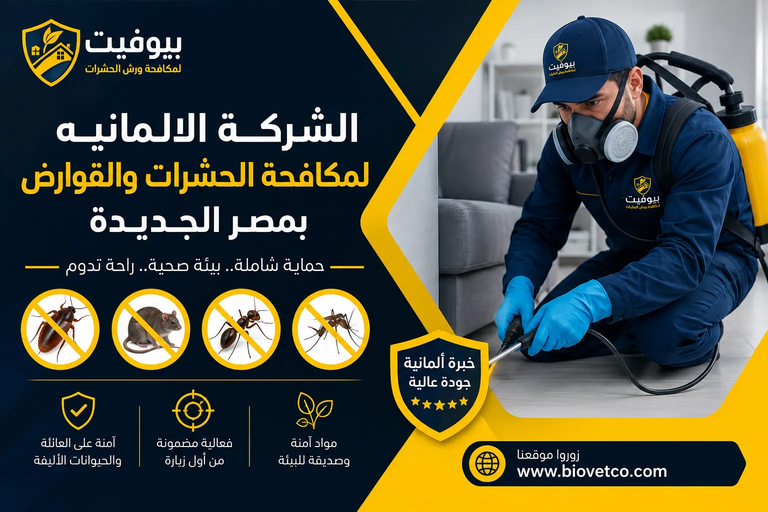 الشركة الالمانيه لمكافحة الحشرات والقوارض بمصر الجديدة 01033160250