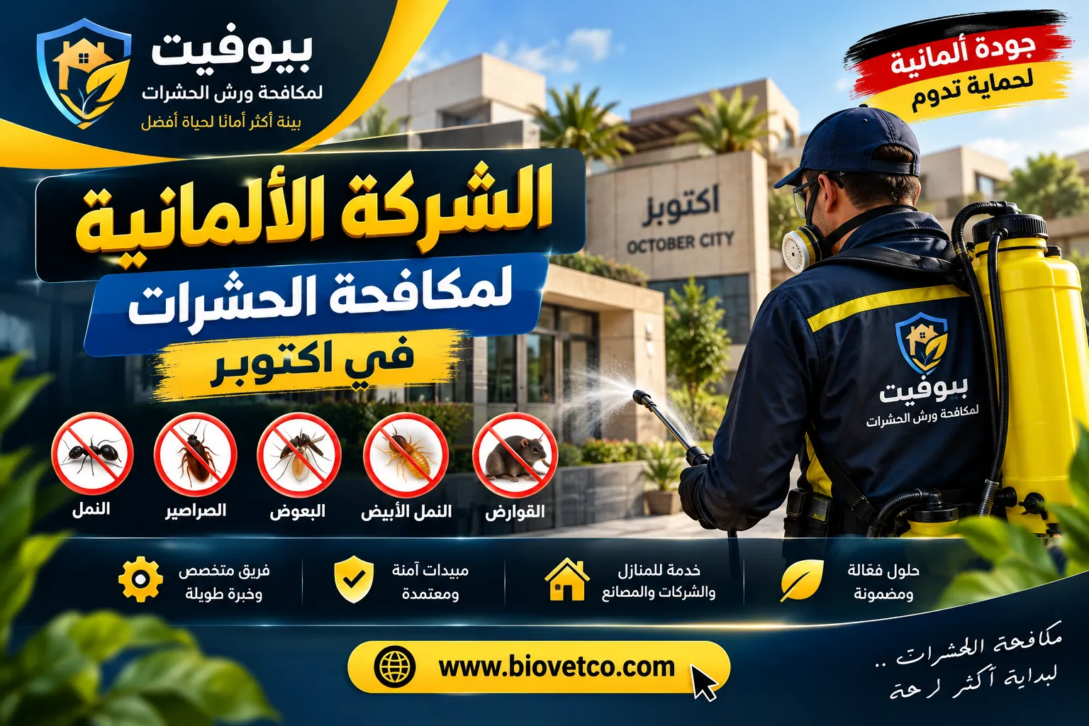 الشركة الألمانية لمكافحة الحشرات في اكتوبر 01033160250