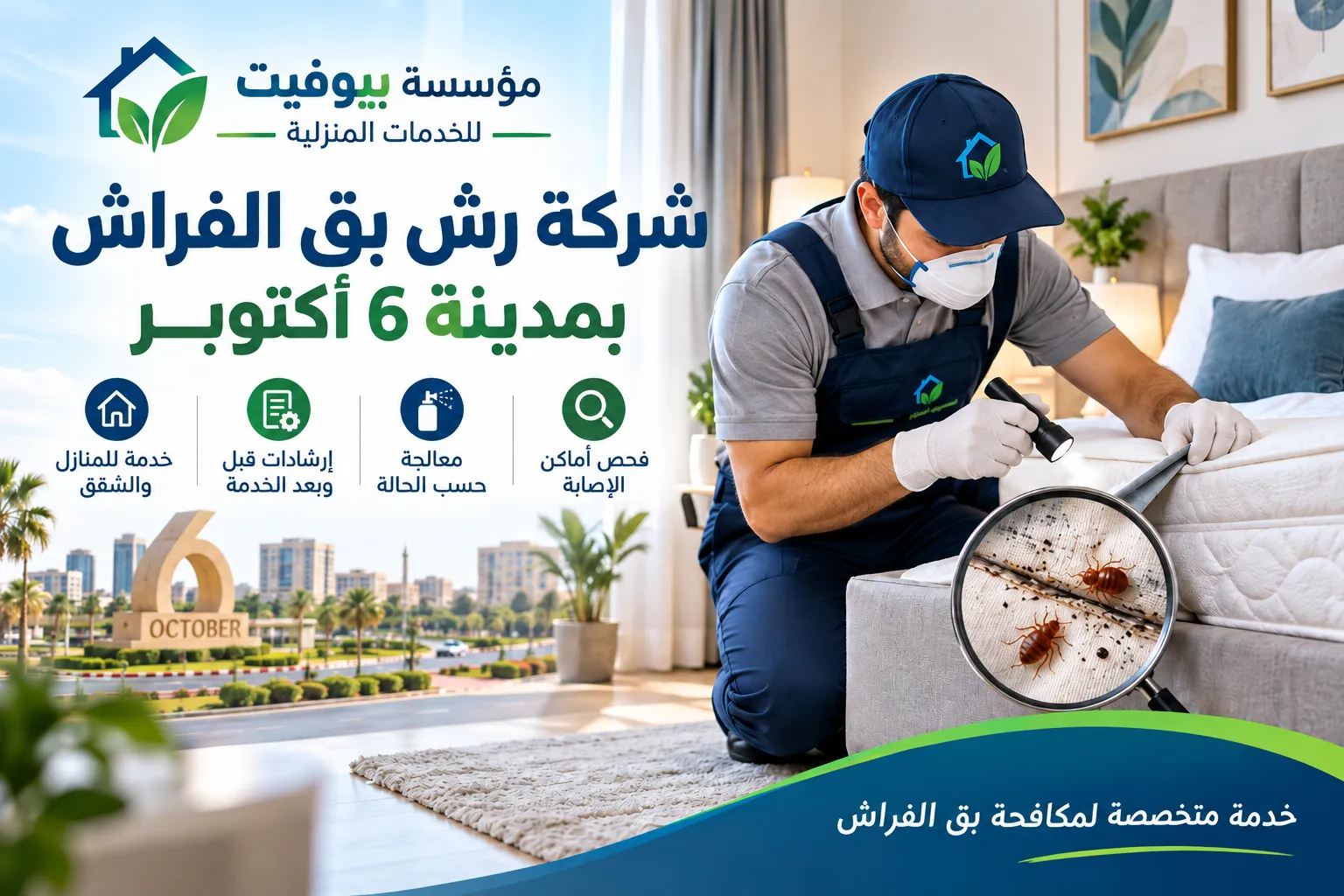 شركة رش بق الفراش بمدينة 6 أكتوبر